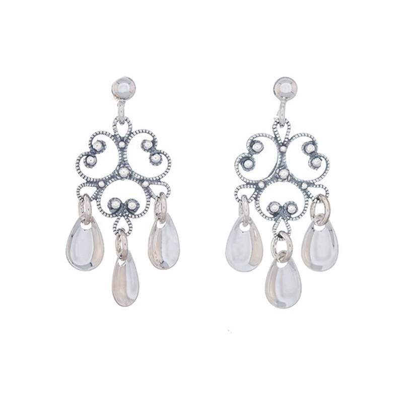 Ørepynt filigran heng, liten, oksidert