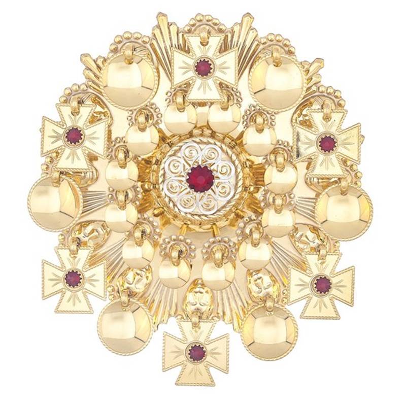 Skålasølje, forgylt med røde sten