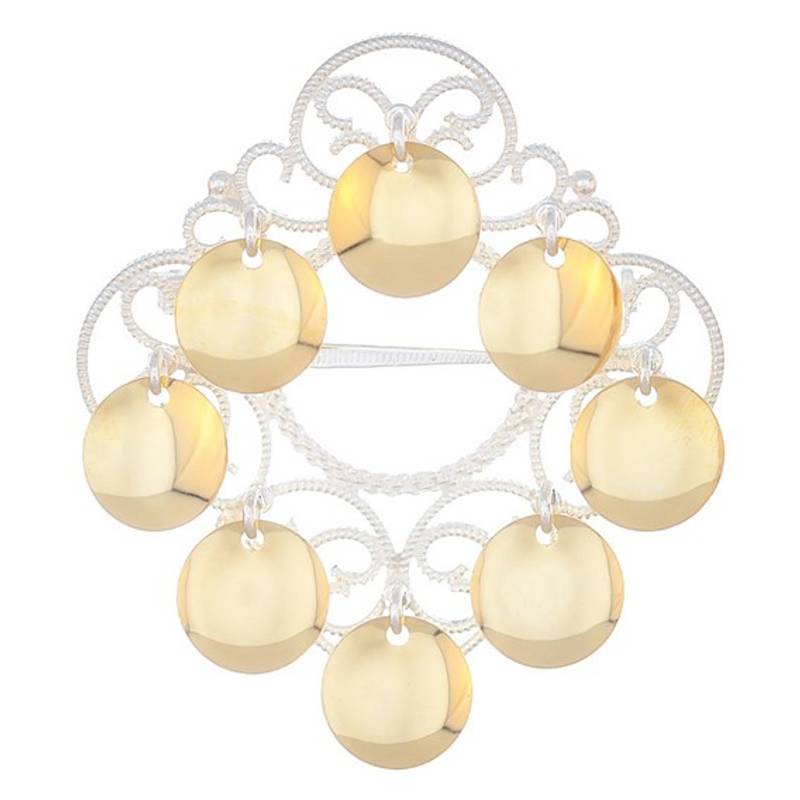 Sølje med lauv Nordland 5,9 cm, hvit/forgylt