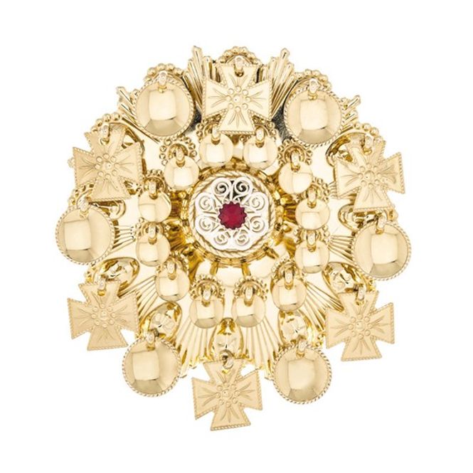 Hovedbilde Skålasølje, forgylt med rød sten