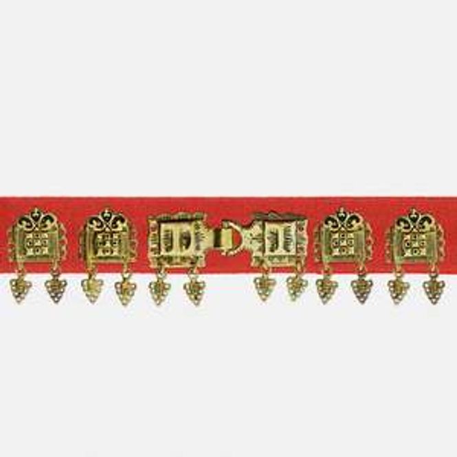 Hovedbilde Belte komplett rød Romerike antikkforgylt