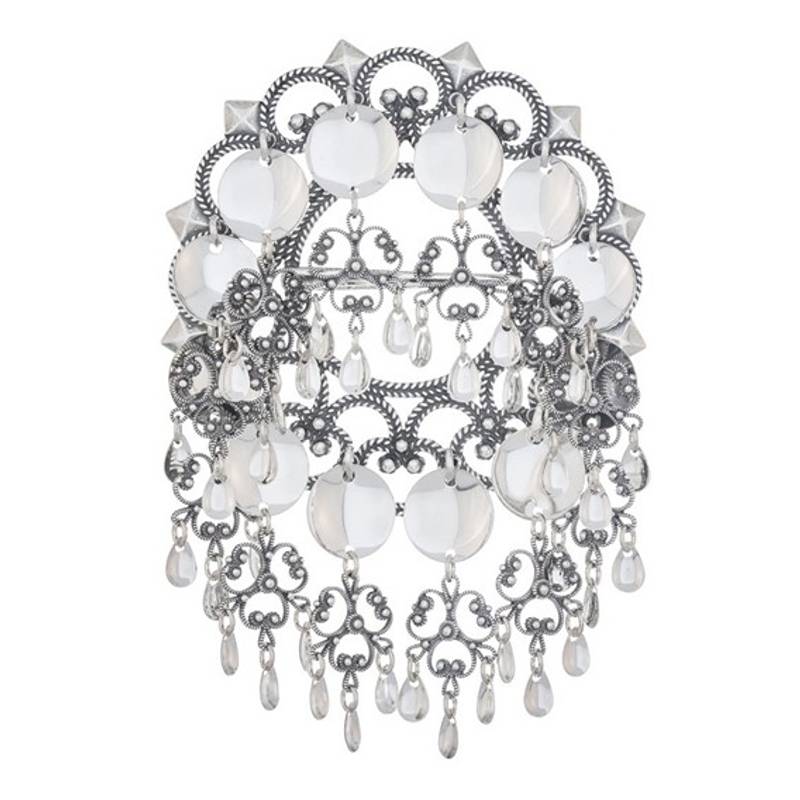 Sølje med heng og glatte lauv, oksidert