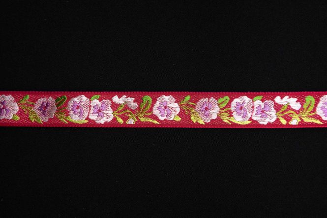 Hovedbilde Bånd 21 mm rødt/m blomster
