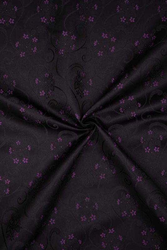 Damask Fransk Slynge Sort, Lilla Blomster